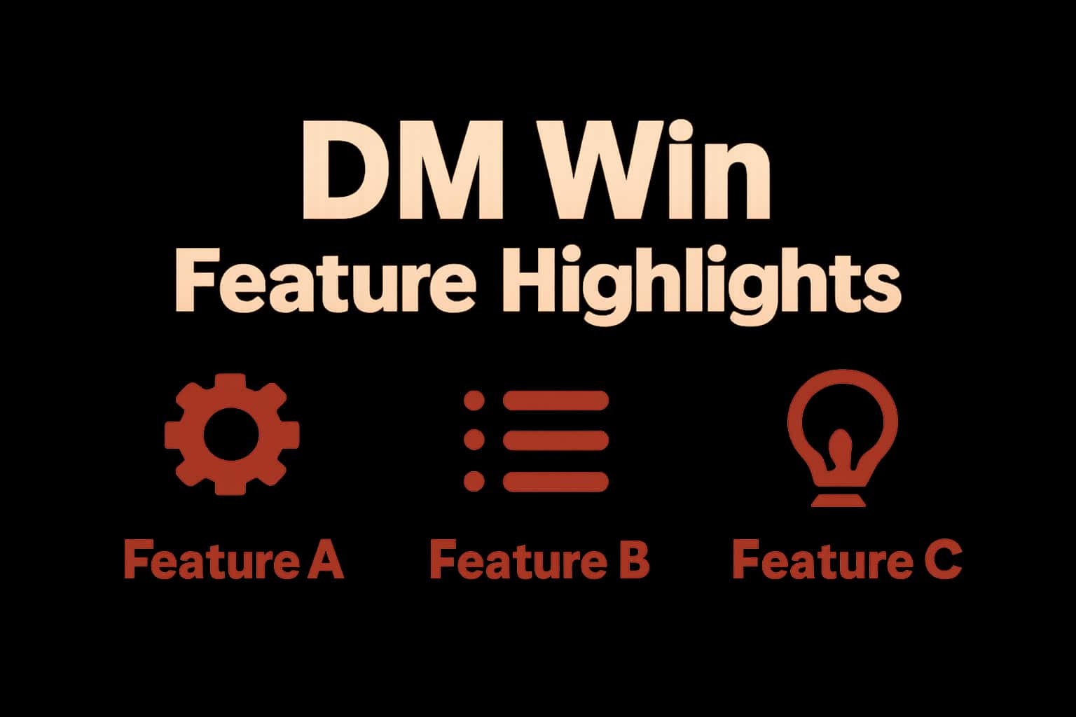 A high-tech representation of DM Win Feature Highlights with clear text.