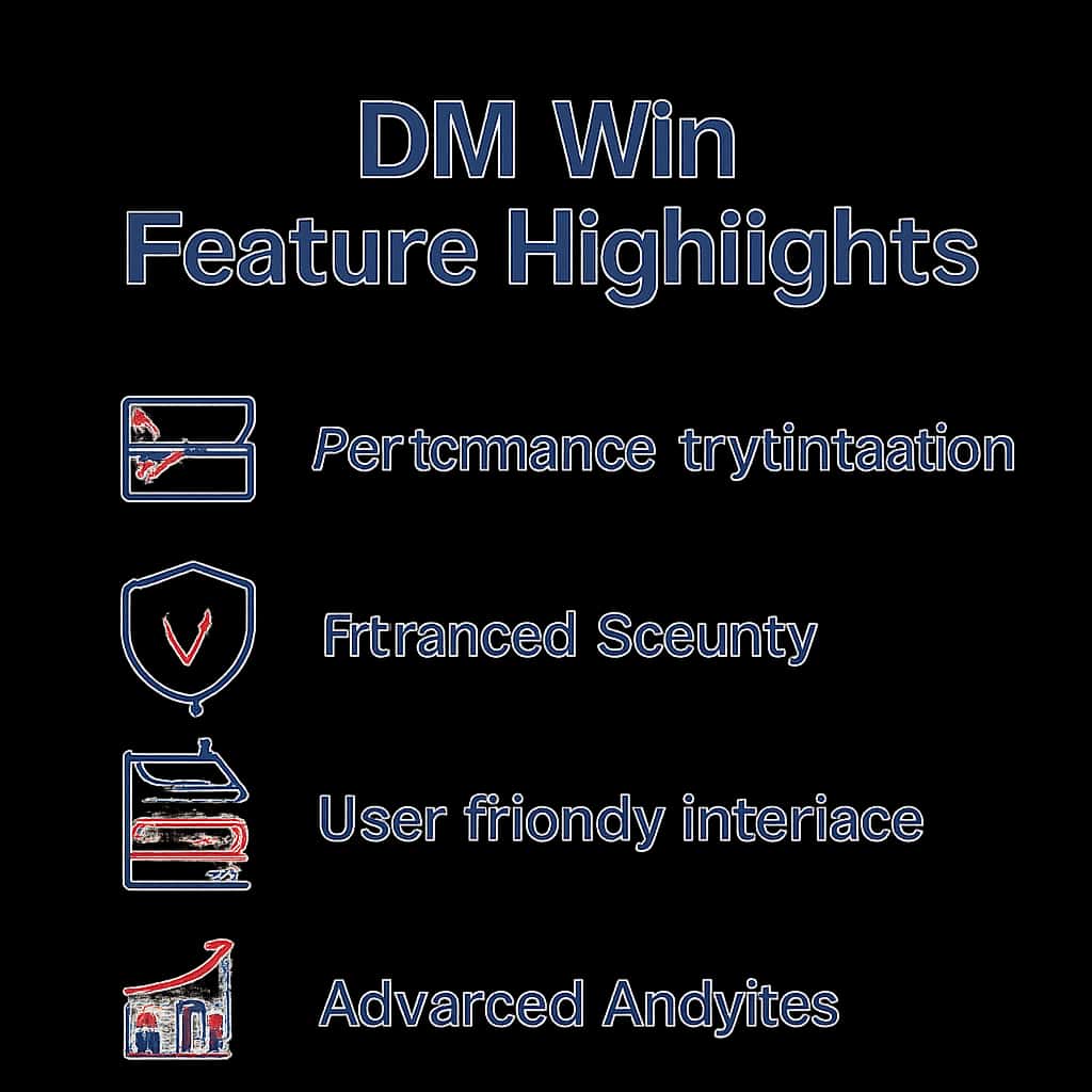 An educational diagram illustrating DM Win Feature Highlights.