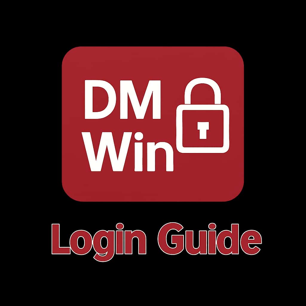 A minimalist badge design for DM Win Login Guide.