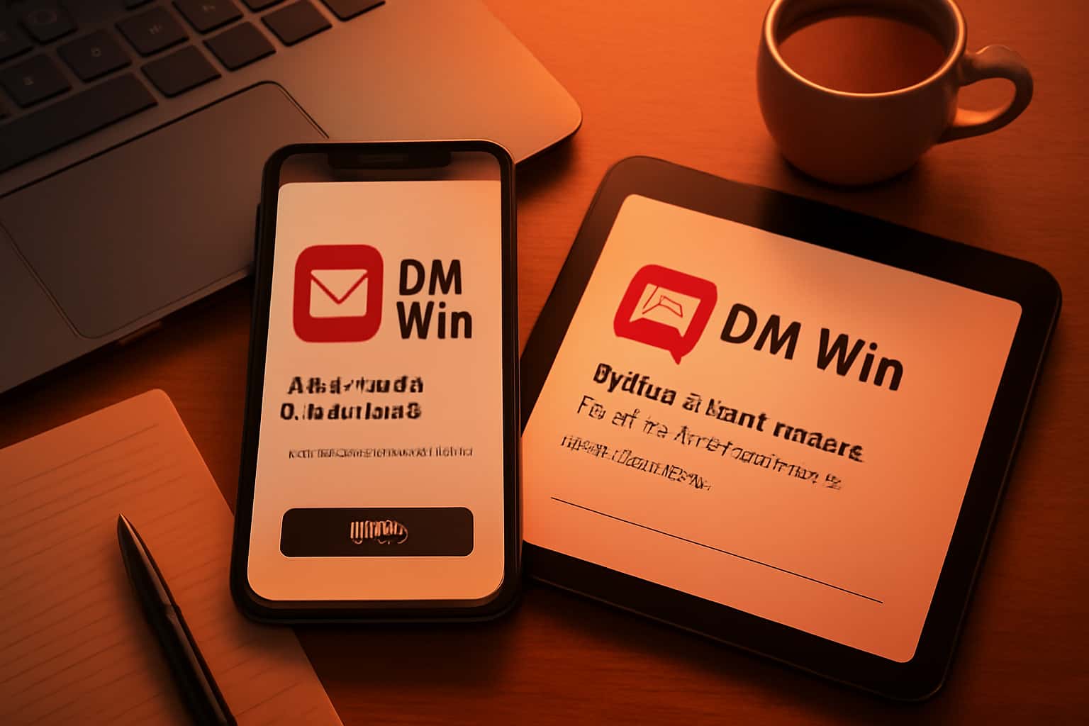 Informational graphic about DM Win app update information.