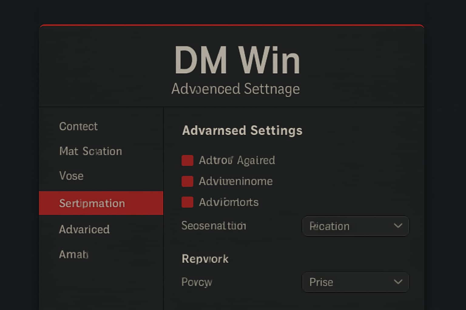 A professional representation of DM Win Advanced Settings with futuristic design elements.