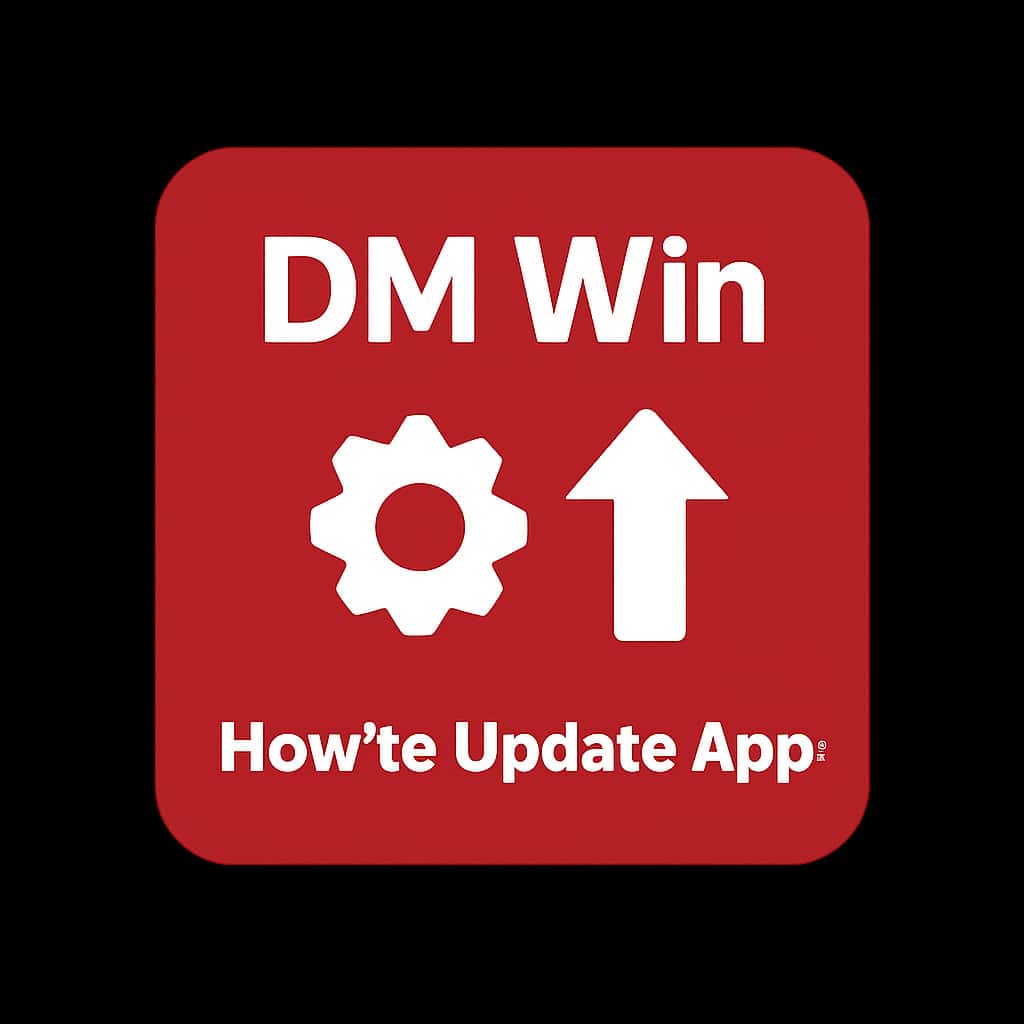 A professional icon depicting the DM Win update process.