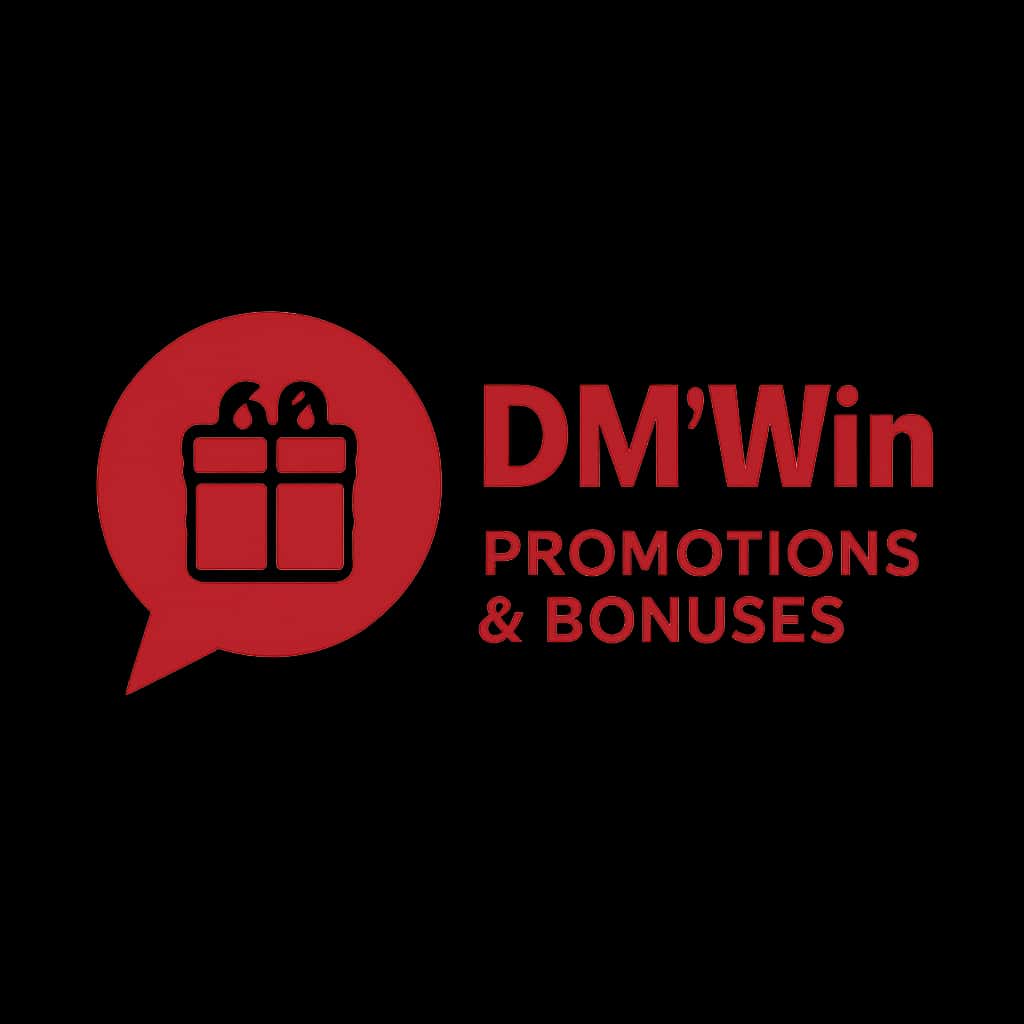 A simple badge representing DM Win Promotions & Bonuses.